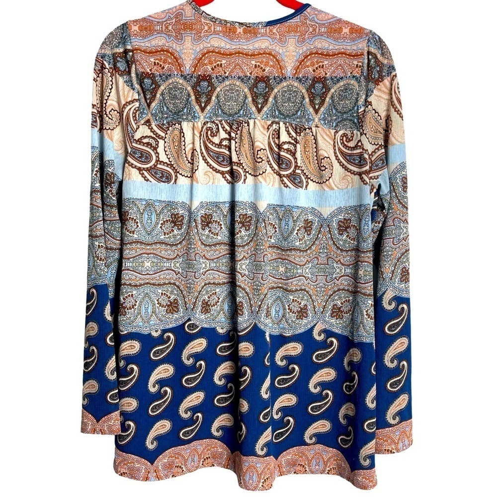 Unity World Woman’s Vibrant Paisley Print Boho-style Blouse Size L - Picture 4 of 9